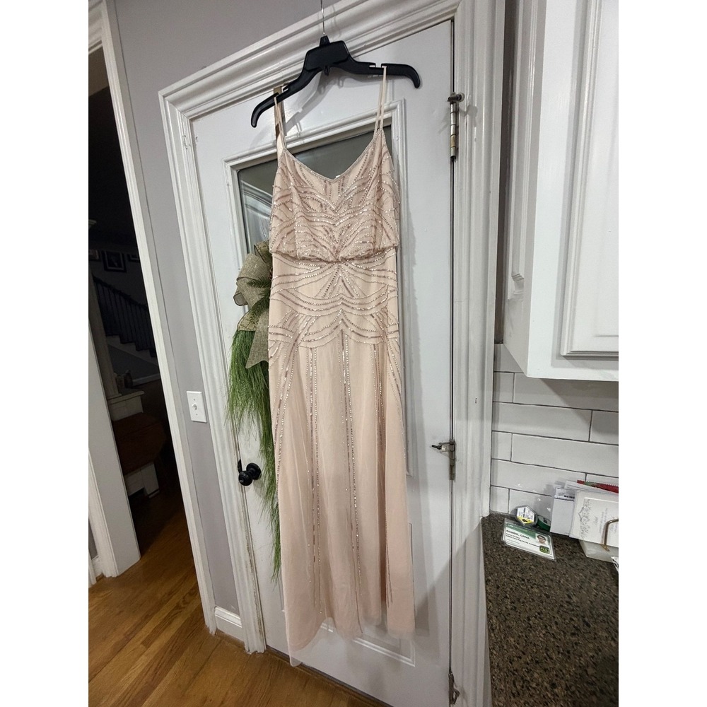 adrianna pappell‎ beaded blouson long dress NWT 4